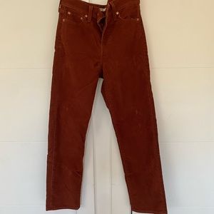 Rust Levi’s corduroy wedgie straight jeans 25